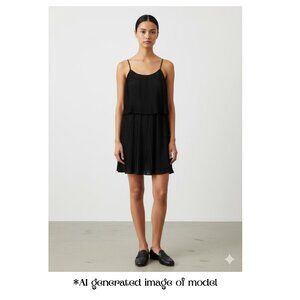 Vince Camuto Black Pleated Drop-Waist Mini Dress, Petite Small (PS)